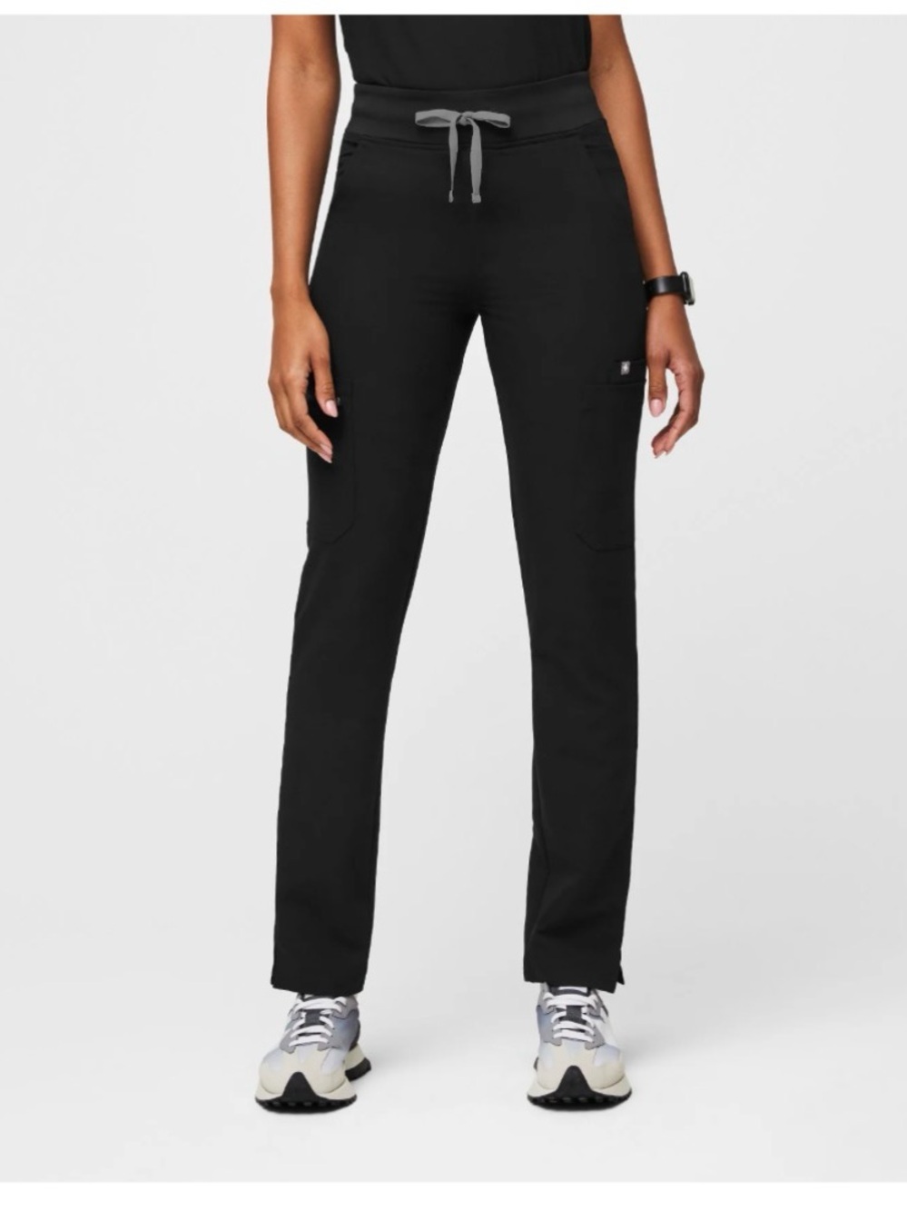 Figs Black Straight-Leg Drawstring Scrub Pants